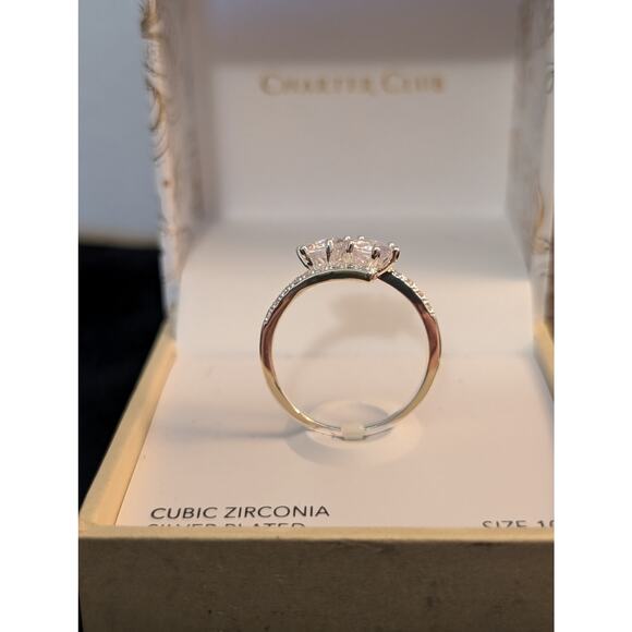 Charter Club NWT Double Solitaire CZ Silver Plated Ring Size 10 - Picture 5 of 6